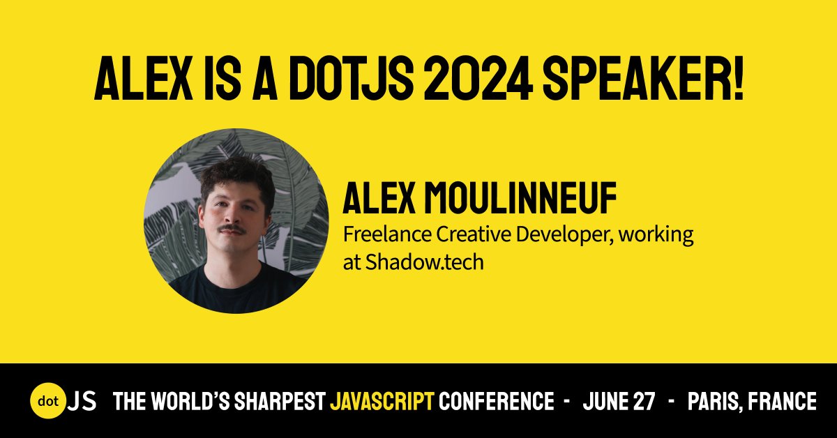 Et bien le bonjour Twitter ! Comme vous le savez je serai Speaker à la DotJS conférence ! Je dispose également d'un code promo si vous souhaitez y participer : ALEX15 à très vite !