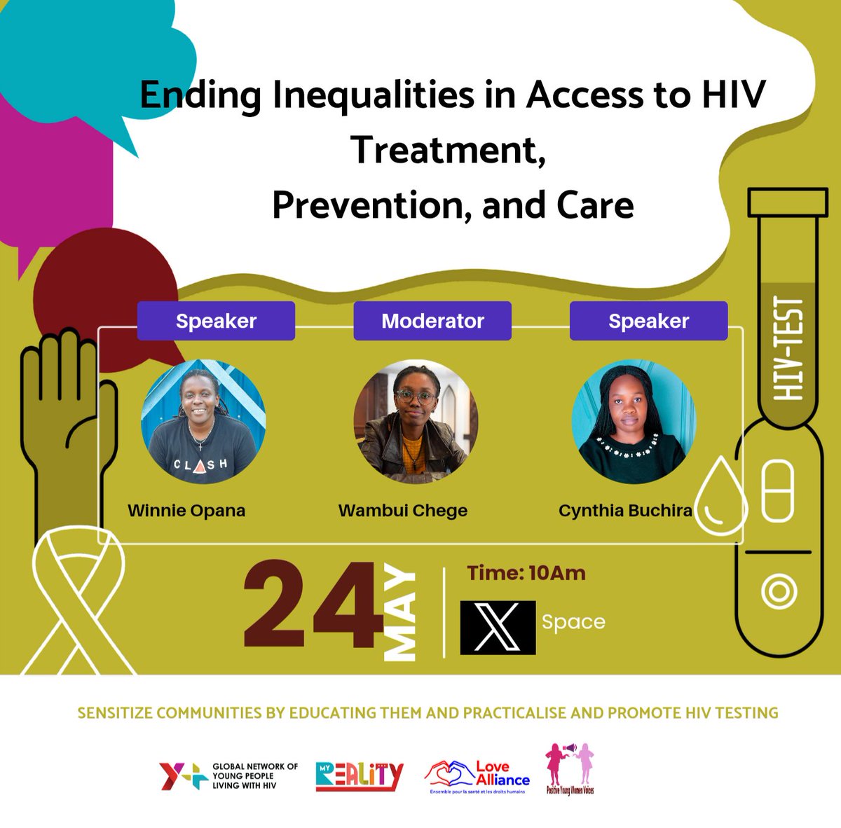 We invite you to join us tomorrow at 10 am for an X space conversation!!! During the conversation. we will unpack the inequalities that exist in the access to HIV treatment, prevention and care. Click on the link 👇 to join x.com/i/spaces/1dRKZ… #MyReality @Yplus_Global