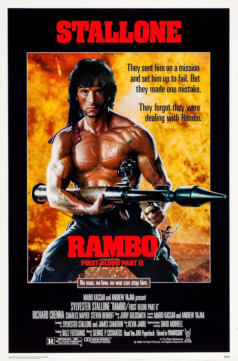 🎬MOVIE HISTORY: 39 years ago today, May 22, 1985, the movie 'Rambo: First Blood Part II' opened in theaters! #SylvesterStallone #RichardCrenna #CharlesNapier #StevenBerkoff #JuliaNickson #MartinKove #GeorgeCheung #AndyWood #WilliamGhent #VoyoGoric #DanaLee #BaoanColeman