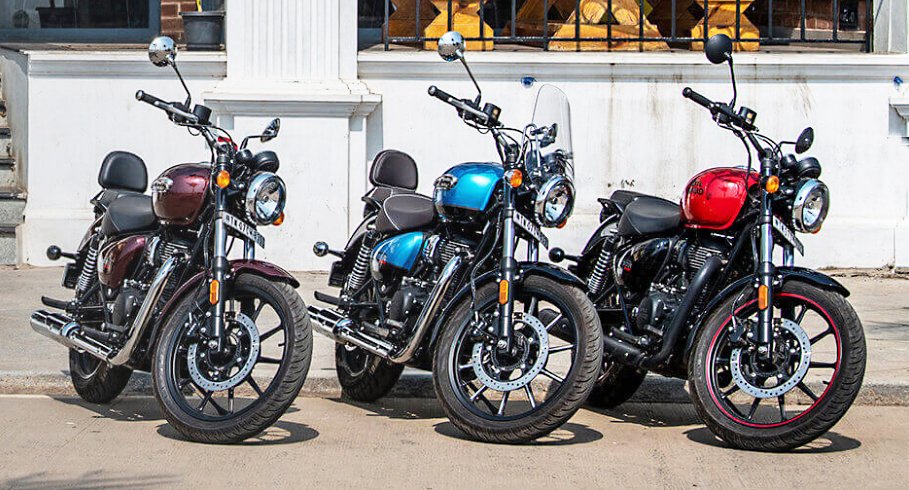 Three colours and styles of Royal Enfield Meteors🏍️📷 #RoyalEnfield #motorcycle #motorbike #interceptor #meteor #bullet #himalayan #continentalGT #classic350 #india #constellation #hunter #Engineering #supermeteor #motorcycleparts #engine #himalayan