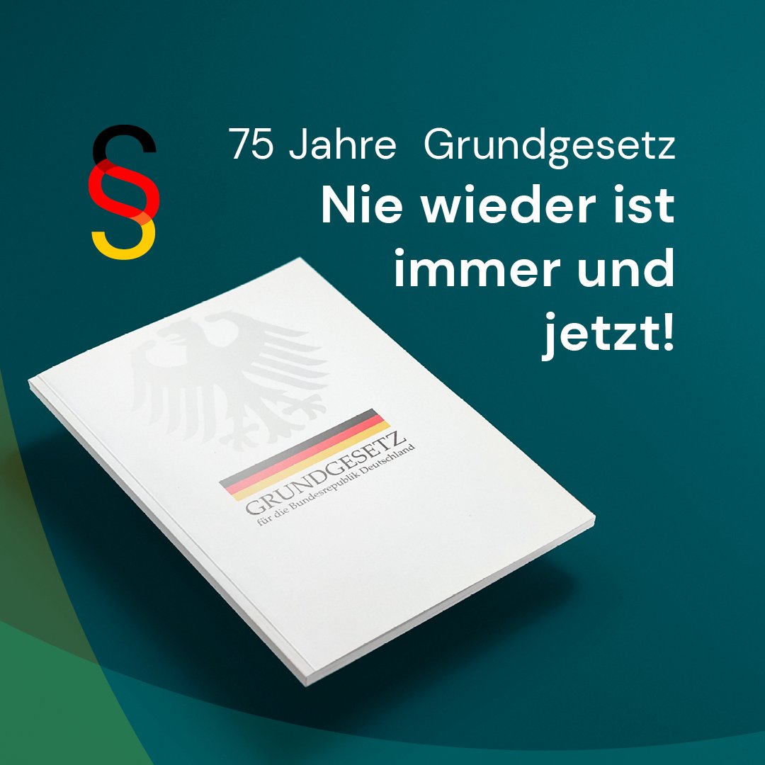 Am 23. Mai 1949 wurde das #Grundgesetz der Bundesrepublik Deutschland erlassen. Für uns ein Grund zur Freude, ein Moment für Dankbarkeit und ein Anlass, dafür einzutreten, dass unser höchstes gesellschaftliches Gut auch in Zukunft weiterhin Bestand hat: unsere Demokratie.