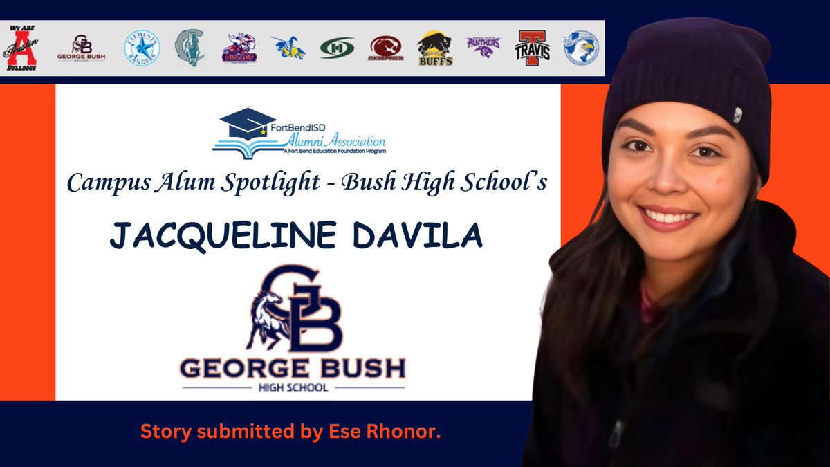 Fort Bend Education Foundation (@fbef_fbisd) on Twitter photo Our Campus Alum Spotlight is on Jaqueline Davila. The <a href="/BHS_Broncos/">George Bush High School</a> graduate teaches AP Pre-Calculus classes at her alma mater. To read her story, submitted by Ese Rhonor, go to buff.ly/48huKTk. #fbefalumnispotlight Our Campus Alum Spotlight is on Jaqueline Davila. The <a href="/BHS_Broncos/">George Bush High School</a> graduate teaches AP Pre-Calculus classes at her alma mater. To read her story, submitted by Ese Rhonor, go to buff.ly/48huKTk. #fbefalumnispotlight