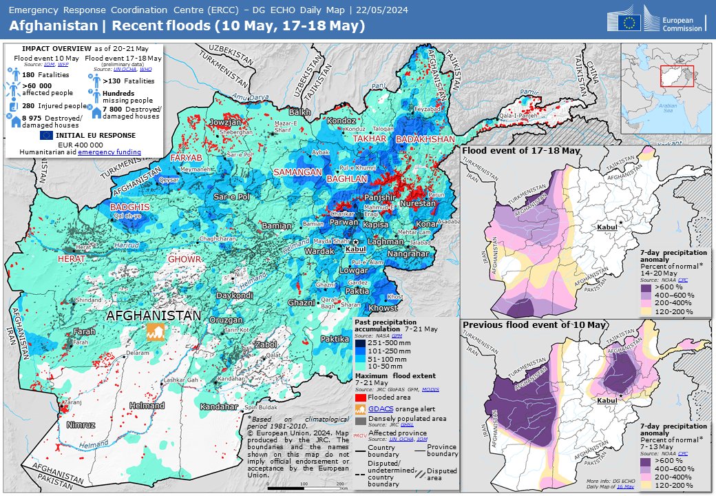 Daily map: Recent floods in Afghanistan. 🗺️↓ EU response: europa.eu/!QV4mj9