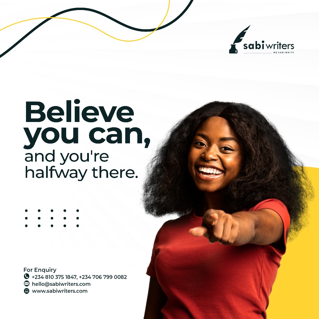 You’re on your way towards achieving your goals if you believe.

In every journey, the first step begins with faith in oneself. 

Today, embrace the power of your belief as a guiding force toward success.

#sabiwriters #wesabiwrite #contentcreationcompany #believeandachieve