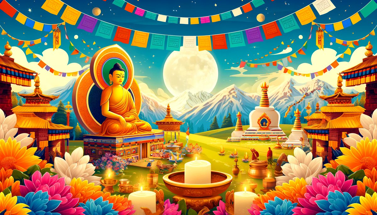 May this sacred day bring peace, compassion, and joy to all beings. Tashi Delek! 🙏🕊️ #SagaDawa #BuddhaDay #TibetanBuddhism