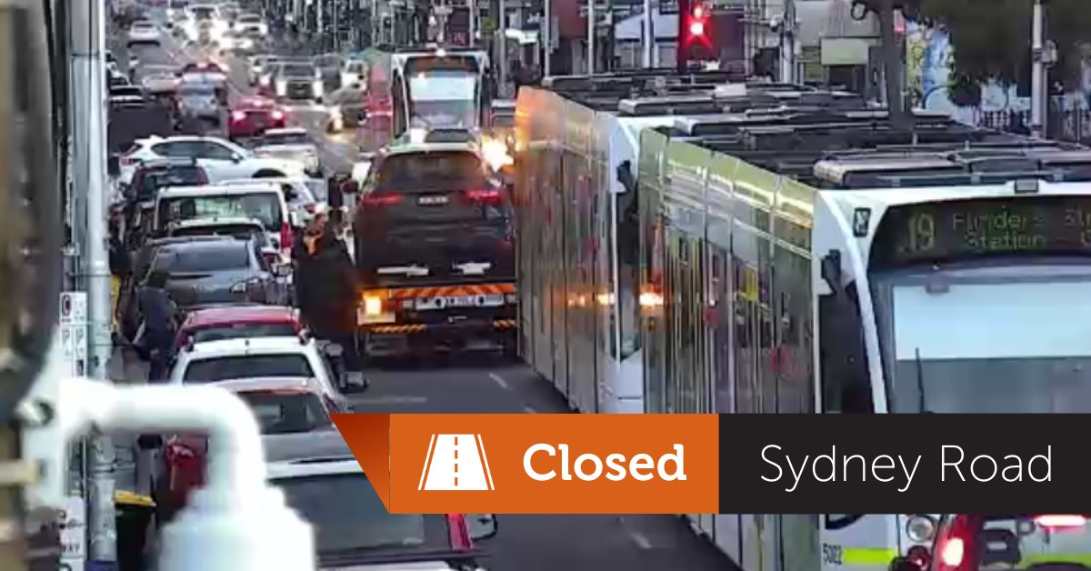 All inbound lanes of Sydney Road, Brunswick are closed near Glenlyon Road, due to a police incident. Please obey directions of Victoria Police.  Lygon Street is a good inbound alternative. #victraffic