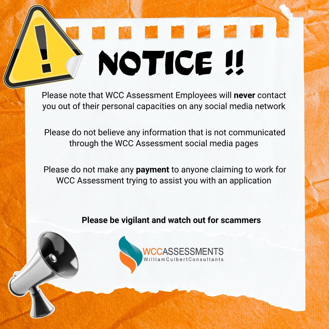 WCC_Assessment's tweet photo. It has come to our attention that there are people on our social media spaces claiming to work for WCC and trying to scam people under the guise of trying to help them with their applications. This is the only official WCC X page that you can engage with. https://t.co/SpZWJCKjo7