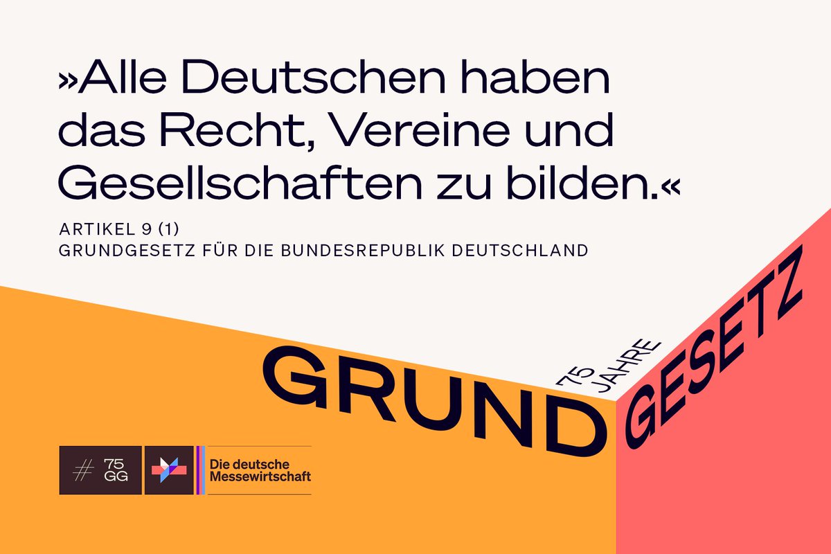 AUMA e.V. (@aumaev) on Twitter photo Am 23. Mai wird das #Grundgesetz 75 Jahre alt. Es ist Grundlage für den Erfolg Deutschlands als Messeland. 
🔴Der Verband AUMA ruht auf dem Grundrechtsartikel 9 des GG.
🟣 Die deutsche #Messewirtschaft hat vieles selbst in der Hand. Gemeinsam. Ein Privileg.
#75JahreGG #75GG Am 23. Mai wird das #Grundgesetz 75 Jahre alt. Es ist Grundlage für den Erfolg Deutschlands als Messeland. 
🔴Der Verband AUMA ruht auf dem Grundrechtsartikel 9 des GG.
🟣 Die deutsche #Messewirtschaft hat vieles selbst in der Hand. Gemeinsam. Ein Privileg.
#75JahreGG #75GG
