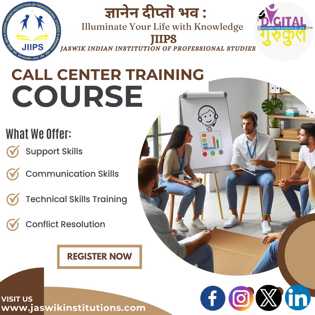 Master Call Center Skills: Enroll in Our Comprehensive Training Course Today! #jaswikindianinstitutionofprofessionalstudies #DigitalGurukul #CallCenterTraining #CustomerServiceSkills #CareerDevelopment #CommunicationTraining #ProfessionalSkills #EnrollNow #JobReady