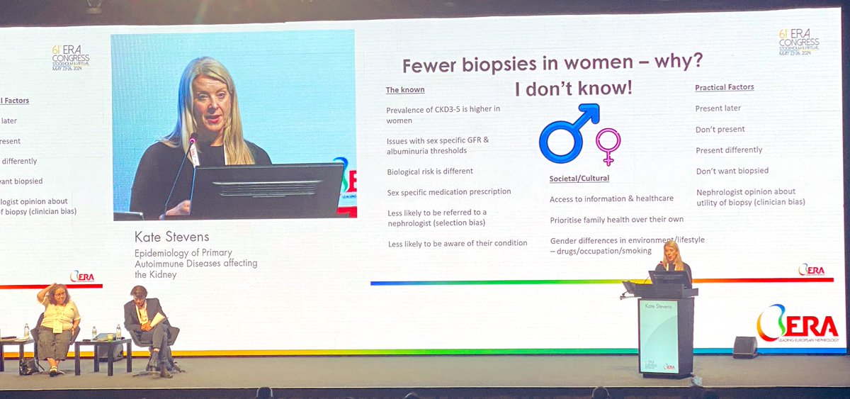 Wonderful talk on GN epidemiology by @KateIsabelle24! Important problem of fewer biopsies in women and possible explanations 👇🏻
A very good start of #ERA24 in Sthlm 🇸🇪👑🇸🇪