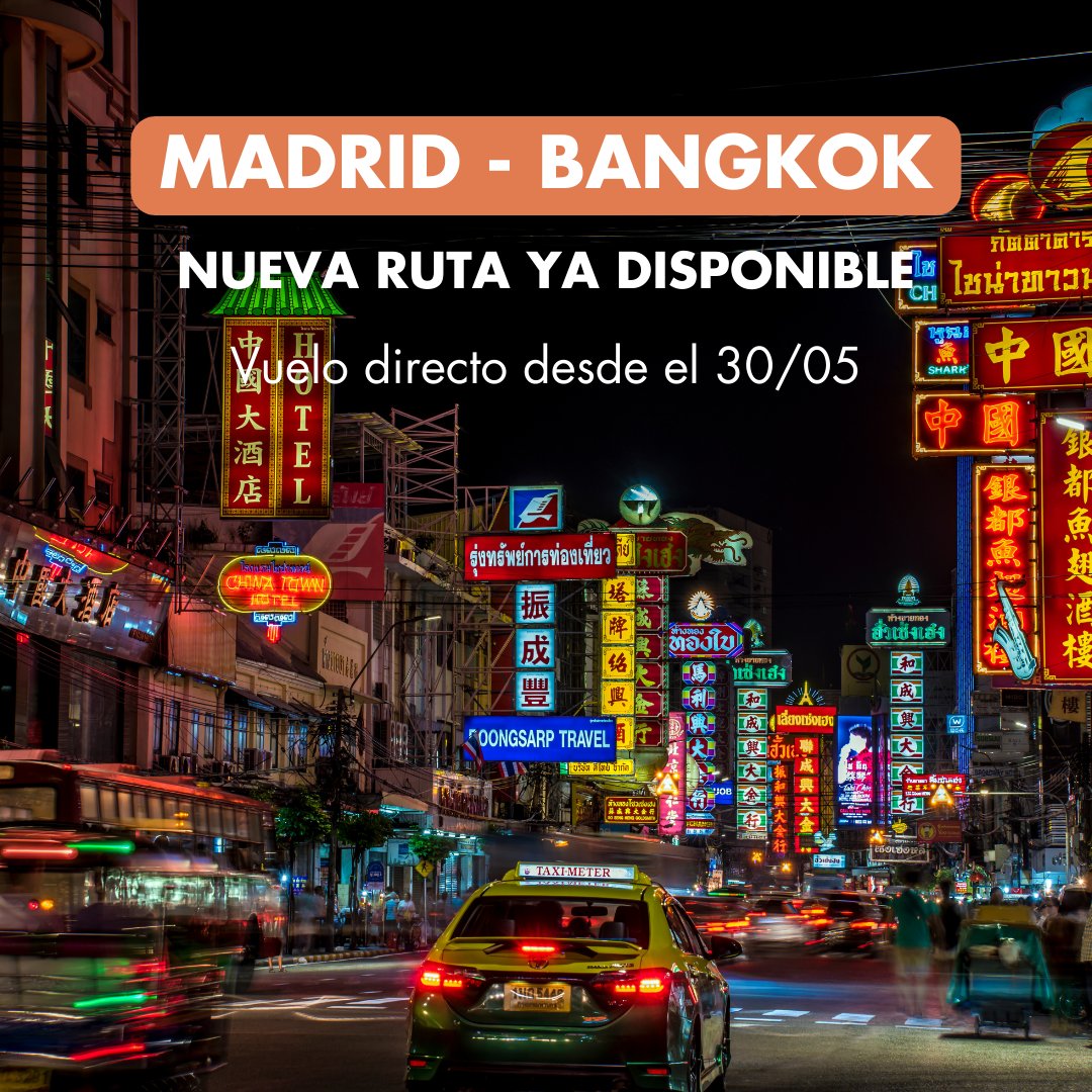 iberojetair_es's tweet photo. 🌟¿Listo para una nueva aventura? Reserva tus billetes a Bangkok y explora todo lo que esta vibrante ciudad tiene para ofrecer. ✈️🌏   #ElVueloQueSueñas #Bangkok

👉https://t.co/NzdJ1yI0Lc https://t.co/lijcRnR1Ww