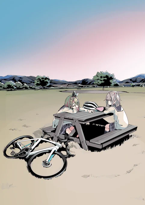 原作ではこの二人もキャンプに…? #100日あfろ絵 #ゆるキャン 