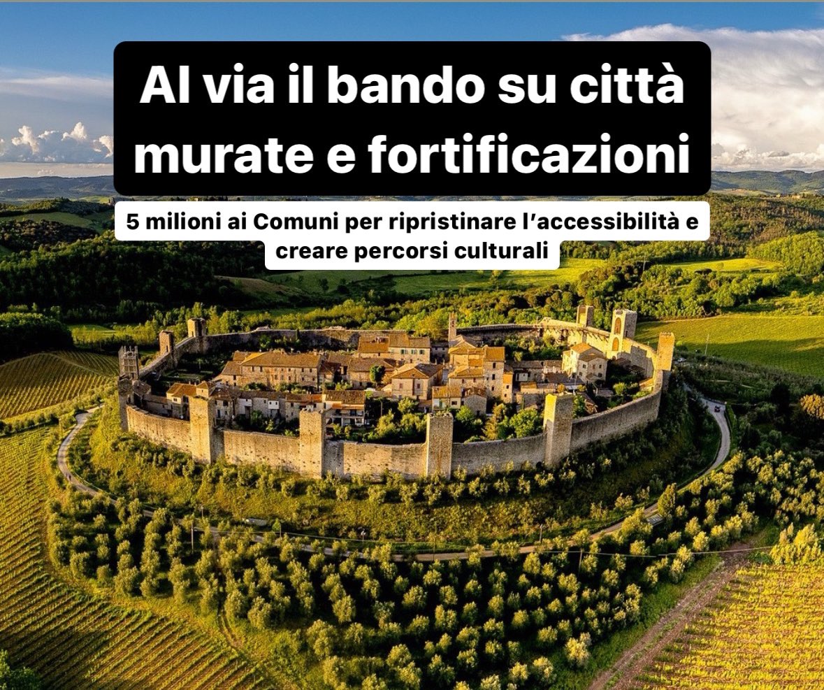 Abbiamo pubblicato un nuovo bando per il sostegno di mura storiche, fortificazioni, torri, castelli e ponti delle città murate. Vogliamo ripristinare l’accessibilità e creare percorsi culturali in tutta la Toscana! 🌟