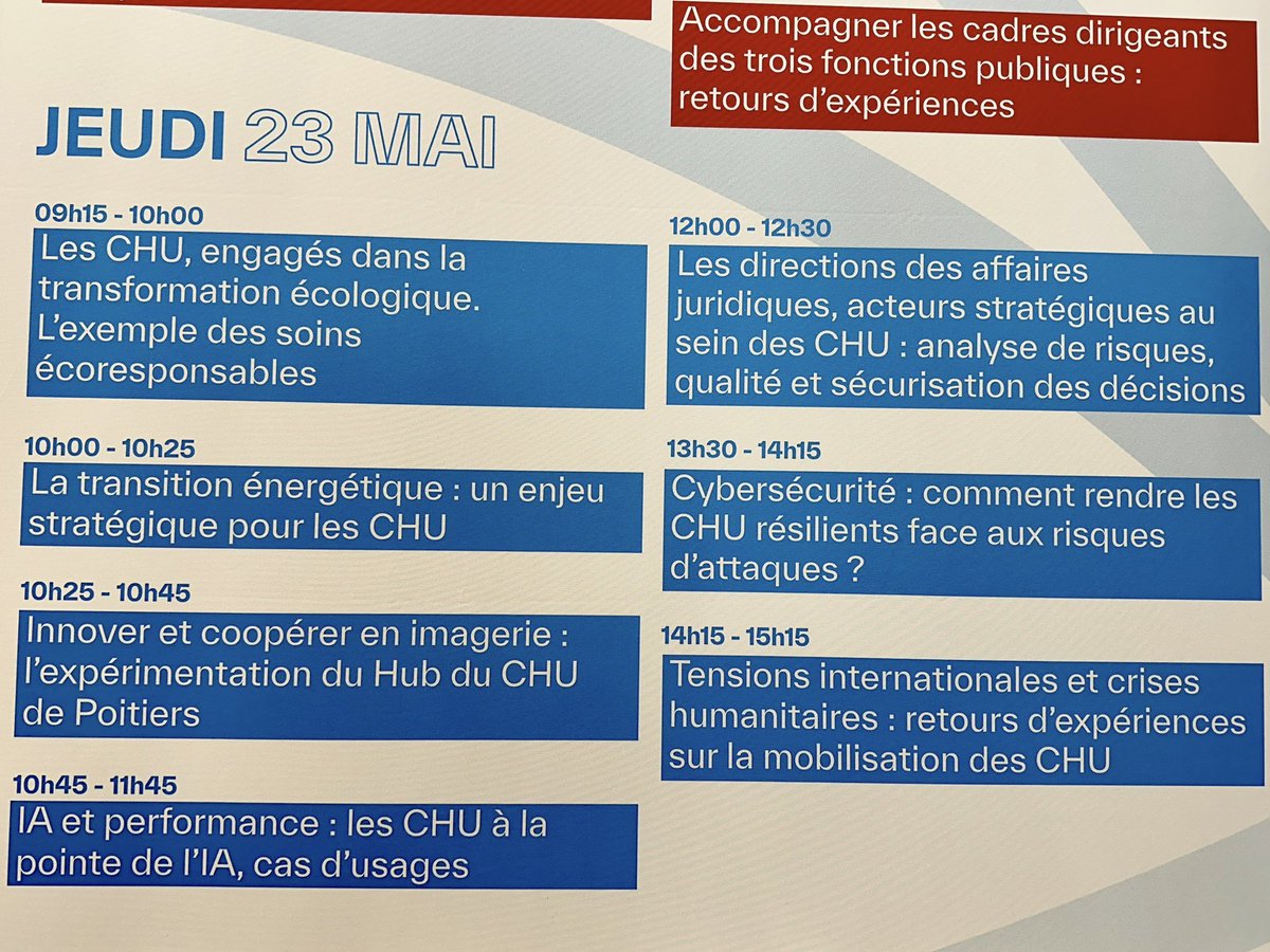 DG_CHRU's tweet photo. [#SantExpo] 3e jour sur @ParisSantExpo, plus grand salon #santé de 🇫🇷. RDV sur le stand des #CHU J06 – Hall 7.3 pour une journée de débats organisés par les conférences @DG_CHRU @ConfDoyensMed et la Conférence des PCME de CHU.
Des échanges à suivre en live ⬇️ https://t.co/VXat5zk2xo