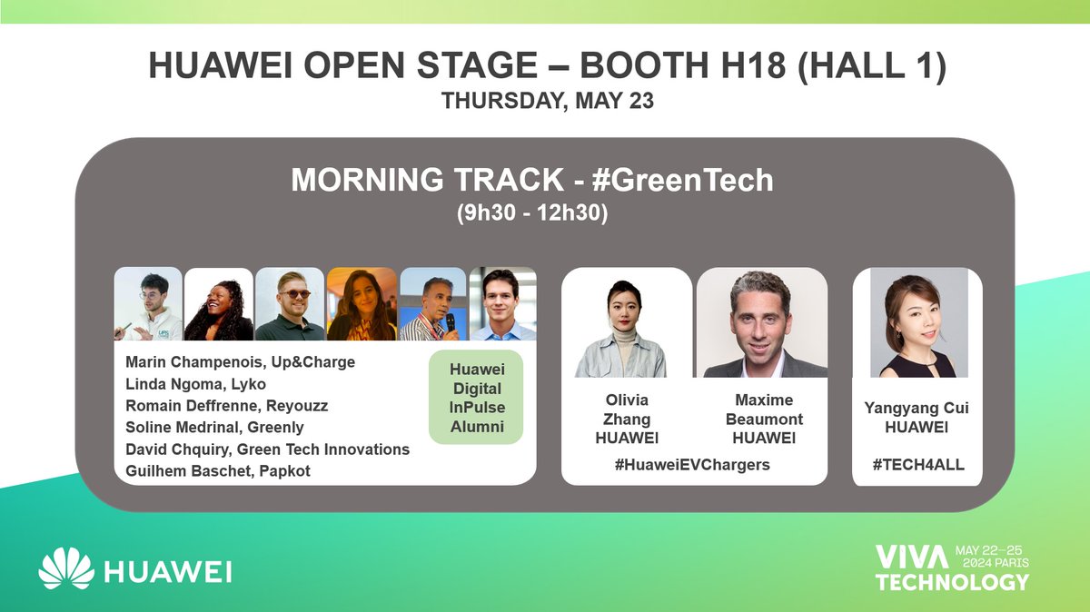 Nouvelle journée sur #VivaTech et nouvelle série de conférences sur notre stand !

La matinée sera consacrée à la #GreenTech 🌿et notre initiative de préservation de la biodiversité #TECH4ALL 🐳. Cet après-midi, ne ratez pas la finale de notre concours #DigitalInPulse 2024 Paris