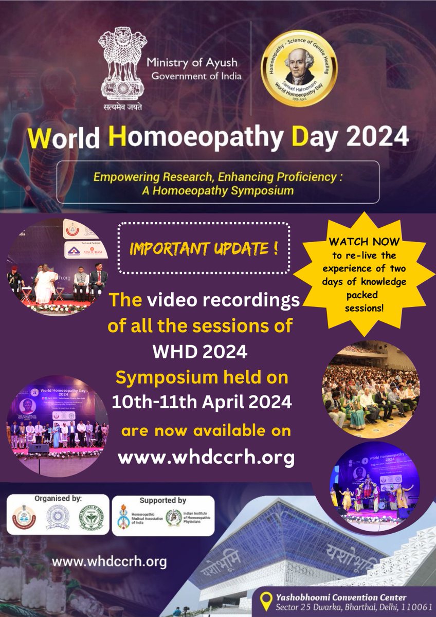 #WHD2024 sessions' video recordings are out! Visit whdccrh.org now to attend those enriching sessions again! #Homoeopathy4Bharat  #UniteForHomoeopathy