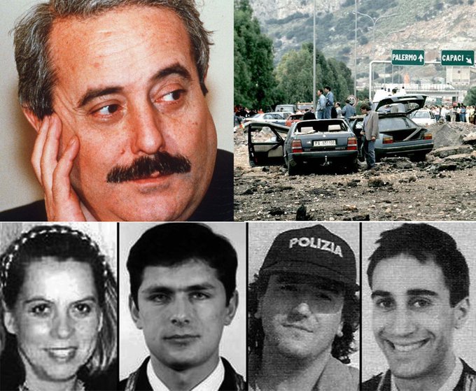 🔴#23maggio 1992 Il giorno della strage di #Capaci Trentadue anni fa la #mafia uccideva i magistrati #GiovanniFalcone e #FrancescaMorvillo e gli agenti di scorta #VitoSchifani, #RoccoDicillo, #AntonioMontinaro #pernondimenticare #GiornataDellaLegalità #Palermo #stragediCapaci