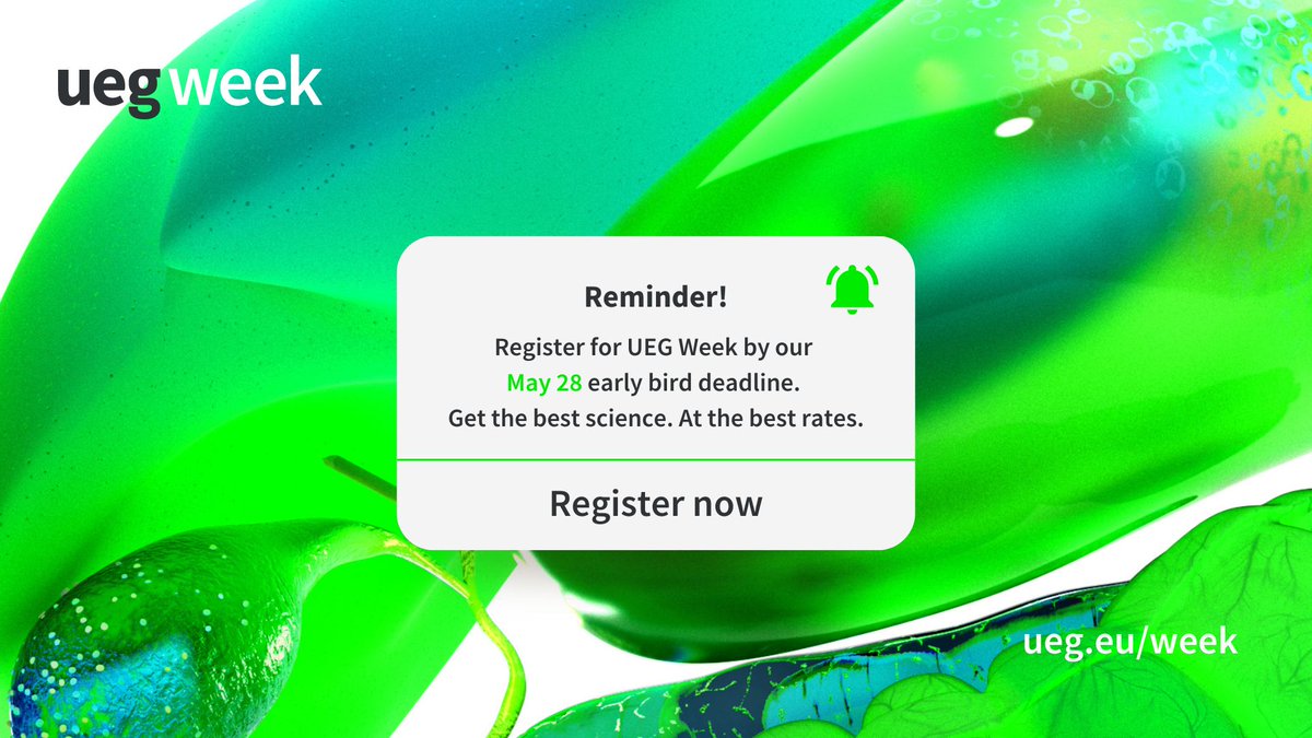 Only 5 days remain to register at our early bird rates for #UEGWeek and Postgraduate Teaching (PGT) 2024 in Vienna! Register now and save: bit.ly/3woEiN2 #myUEGcommunity