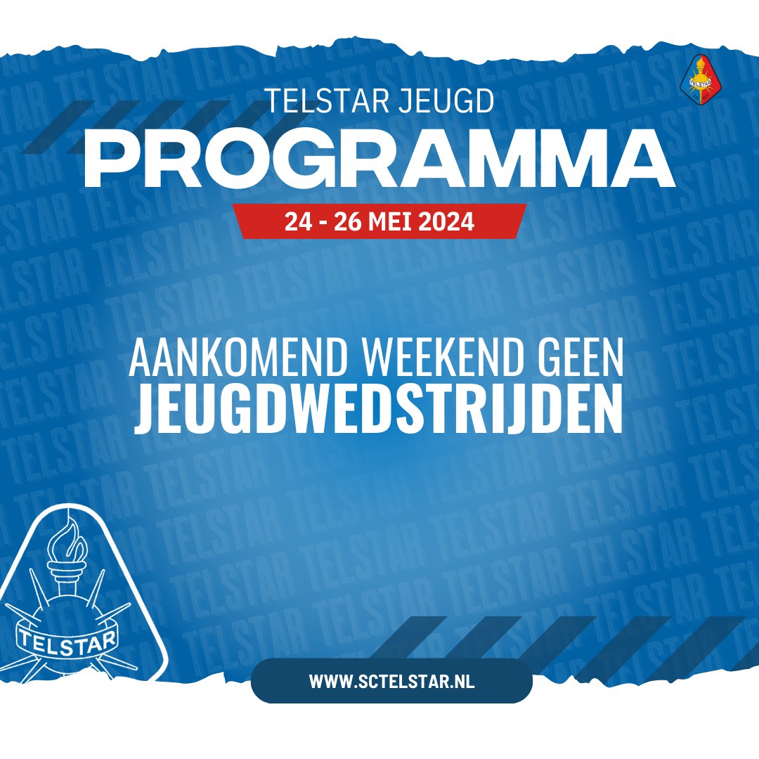 Gisteravond speelde de JO16 0-0 tegen FC Volendam, waardoor ze op de 3de plek eindigden. Voor de JO21 en JO18 zijn er aankomend weekend geen wedstrijden. Ze spelen hun laatste wedstrijd op zaterdag 1 juni.

#WitteLeeuwen | <a href="/telstar1963nv/">Telstar 🦁</a>