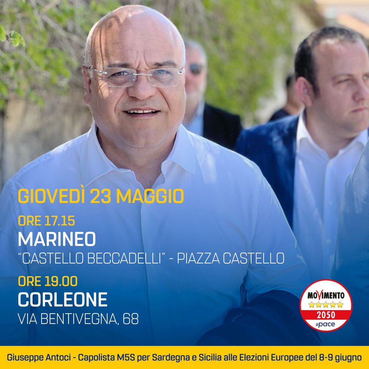Ci vediamo questo pomeriggio a Marineo e a Corleone! #europee2024 #scriviAntoci #m5s