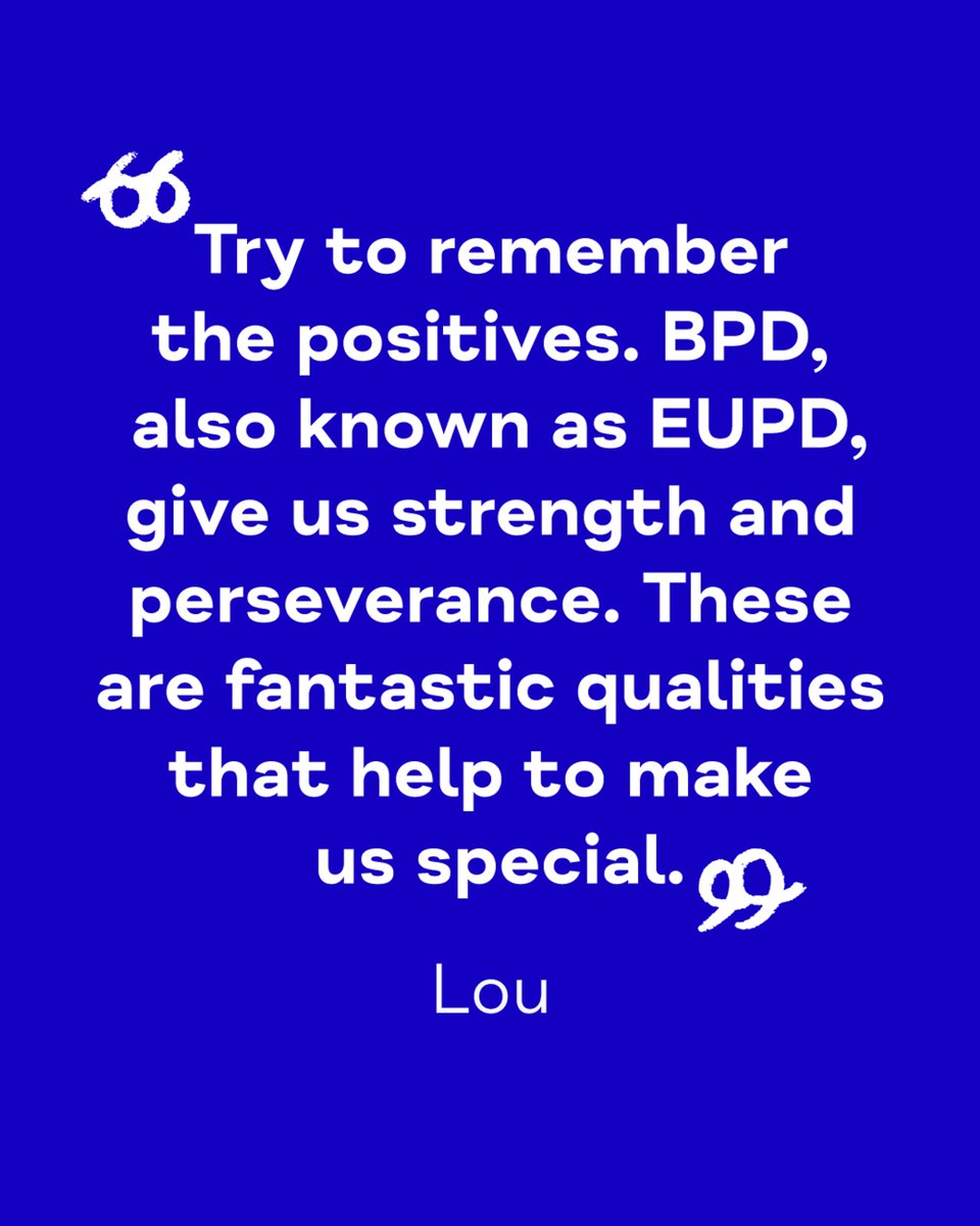 “My advice for anyone is don’t give up. We are wonderfully emotionally vibrant individuals who need help.”  

This #BPDAwarenessMonth, Lou blogs about how BPD (also known as EUPD) makes life difficult, but also gives people many great qualities➡️ bit.ly/4awg97x 1/4