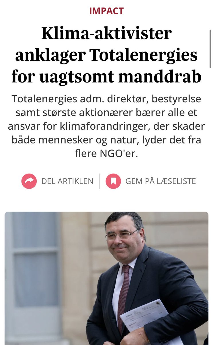 Klimaaktivister anklager <a href="/TotalEnergies/">TotalEnergies</a> for uagtsomt manddrab. 

Total har siden 1971 kendt til klimaforandringer. Dere respons: underkend videnskab, udskyd klimahandling og udvid sin fossile produktion. 

Det har slået tusinder ihjel verden over. Det skal Total nu i retten for.