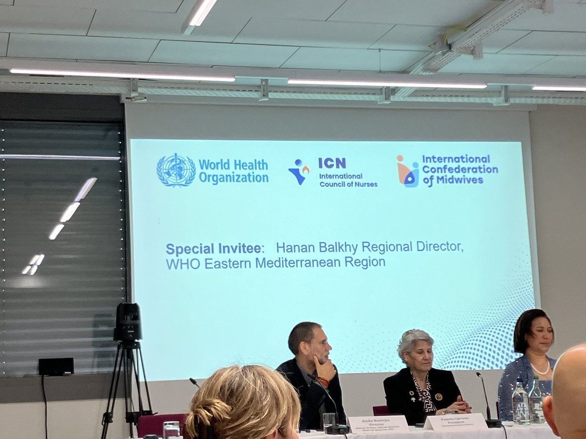 Excellent address from @HananBalkhy Regional Director WHO Eastern Mediterranean Region. Key points - we need to create conditions for collaboration, we must focus on camps, displaced populations, destroyed health systems and go beyond traditional ways of helping.