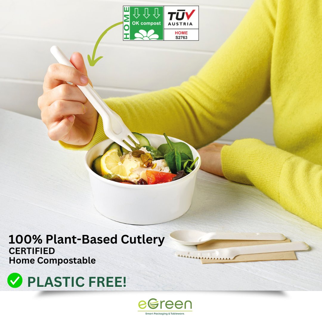 100% Plant-Based Cutlery Range 🍴

✅ CERTIFIED #Homecompostable, with food waste
✅ Will break down naturally in the environment
✅ Made from 100% reclaimed agricultural waste
✅ Zero coating or plastic content 
✅ PFAS-Free
sales@egreen.co.uk | 020 8646 0456
 #treefree