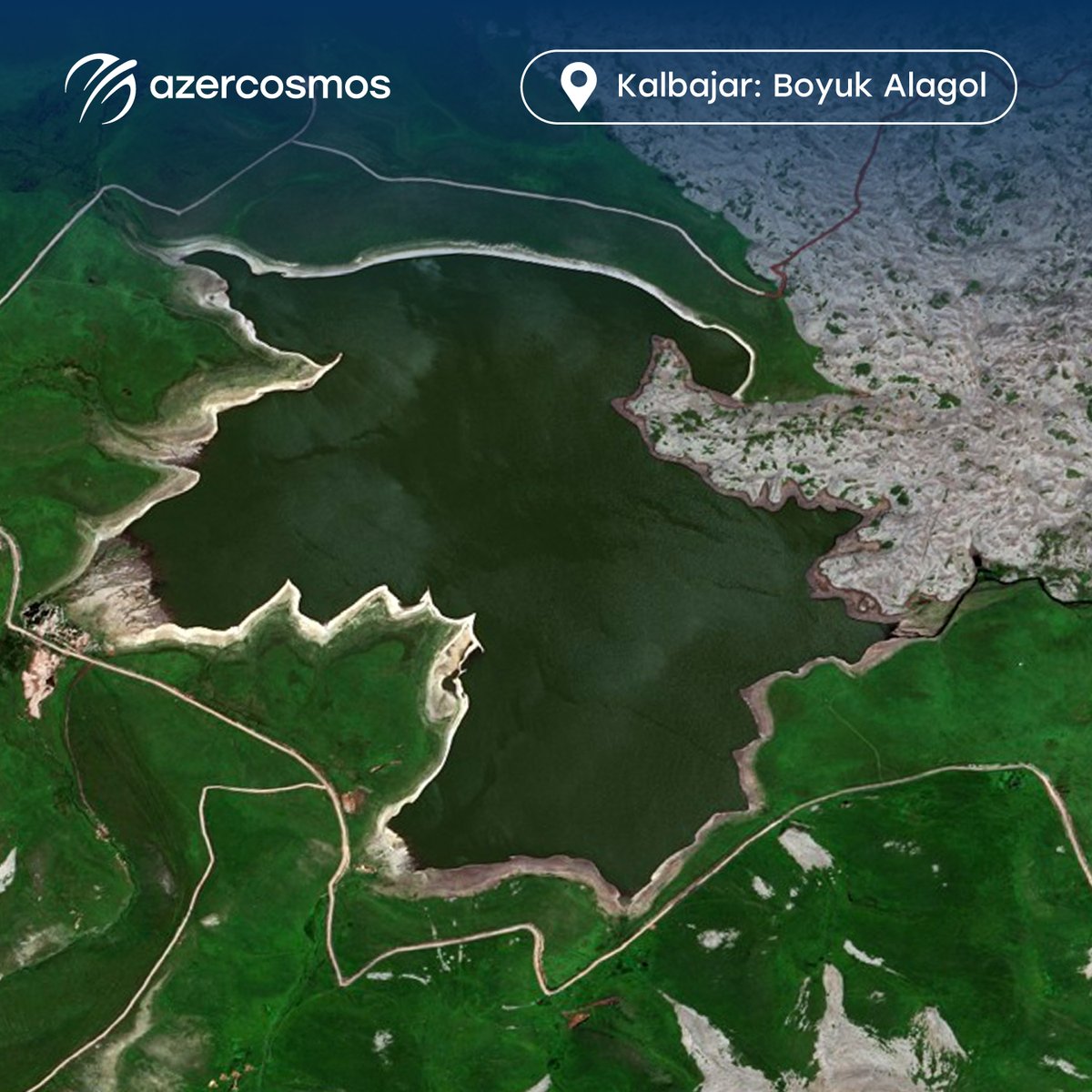 Kalbajar, an inseparable part of our beloved homeland, blessed with beauty and natural resources. Take a moment to admire the magnificence of Boyuk Alagol, a radiant jewel that complements the beauty of our precious land.

#Azercosmos