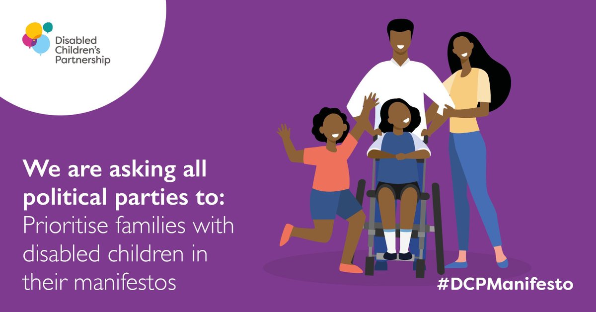 DCPcampaign's tweet photo. Disabled children and their families must not be forgotten by political parties as we head towards the General Election.  

You can find the full manifesto here: https://t.co/Imc8u0k9wZ #DCPManifesto https://t.co/ceN8oPM7dH