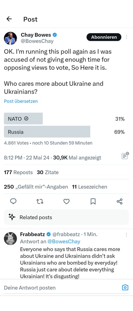 Stell dir vor du bist ein Ukrainer.
Die Russen haben deine Vorfahren  unterworfen, ausgehungert und getötet. Deine Kultur und deine Sprache wurden unterdrückt.

Heute klopfen die Nachfahren dieser Menschen bei dir an und möchten dich zwingen, unter ihnen zu leben. Sie sagen das