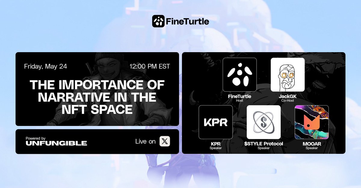 The Importance Of Narrative In The NFT Space

Join us this Friday to learn more! 
 
⏰May 24th, 12 PM EST

Set your reminders👇