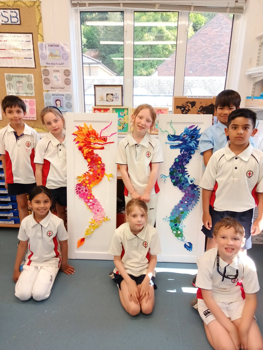 Mindful Art Club students have worked hard to create these collaborative pieces inspired by the use of dragons in Chinese art and crafts. They thoroughly enjoyed the mindful process of quilling felt to create unique scales for our fire and water dragons. #mindfulness #chineseart