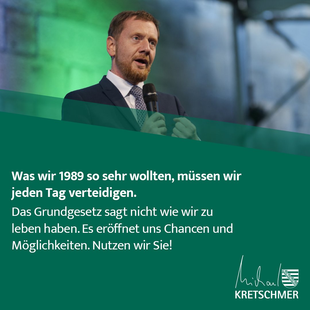 75 Jahre #Grundgesetz – es hat #Deutschland soviel Wohlstand und Glück gebracht. Wir #Sachsen haben die Chancen unserer #Verfassung genutzt und blühende Landschaften geschaffen. #Freiheit, #Demokratie, #Rechtsstaatlichkeit und die Soziale Marktwirtschaft: Was wir 1989 so sehr