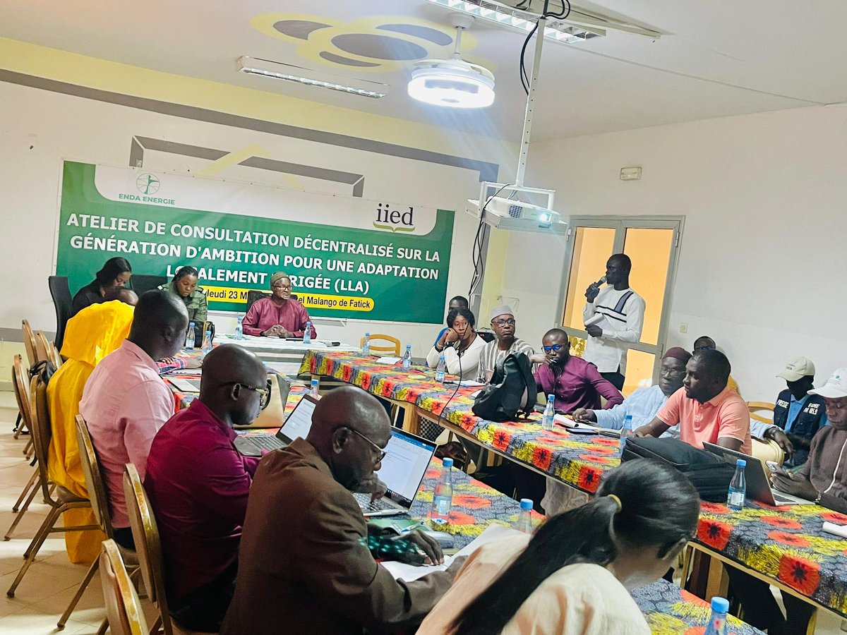endaenergylinks's tweet photo. #LLA #LocalAdaptation
ENDA ENERGIE en partenariat avec l’IIED, organise ce 23 mai à Fatick, un atelier de consultation décentralisé sur la génération d’ambition pour une Adaptation Localement Dirigée (LLA).

Cet atelier s’inscrit dans le cadre du projet « Générer de l’ambition pour une action locale », soutenu par un consortium d'organisations comprenant CANARI, Huairou Commission, ICCCAD, IIED, SDI, SSN, Tebtebba/CADPI, Save the Children, WRI et ENDA ENERGIE.