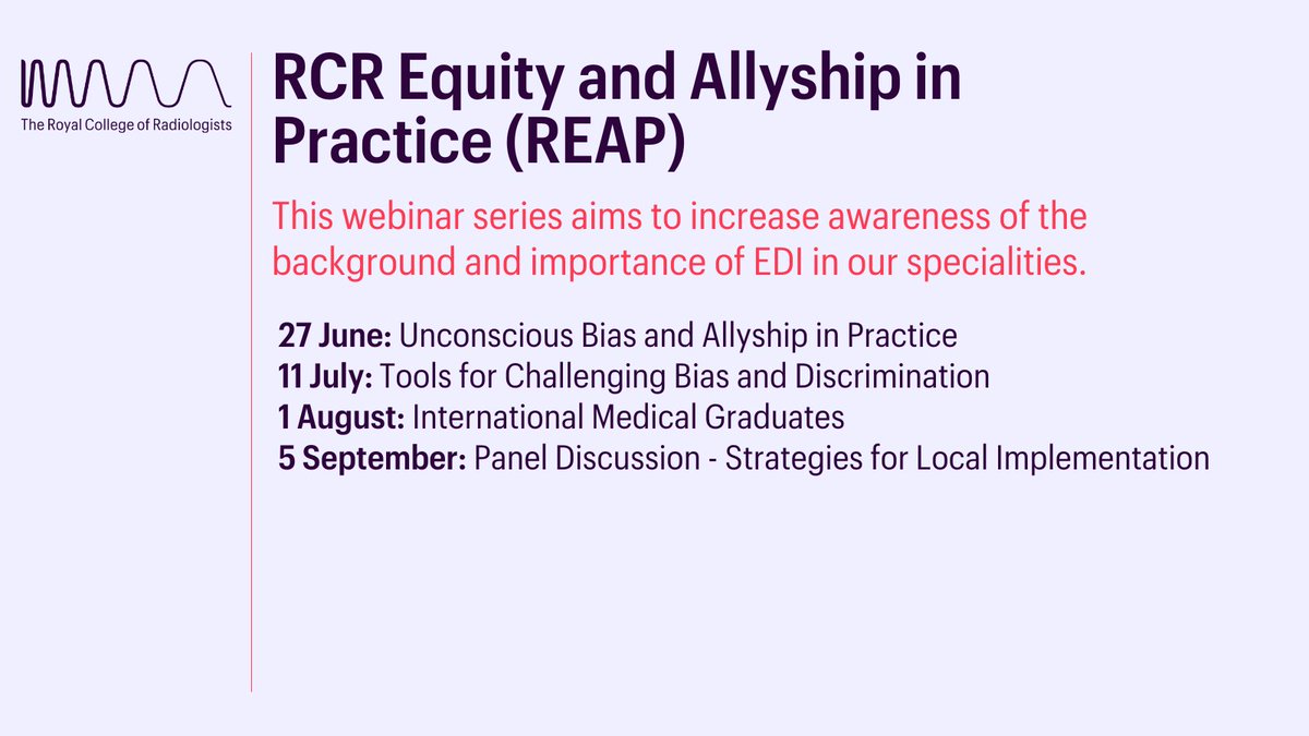 Thank you to everyone who attended our first REAP webinar earlier this month! In the next virtual session, @eveosh will be taking us through what an ally is and how you can become one. Register to join us on 27 June: rcr.ac.uk/cpd-and-events…