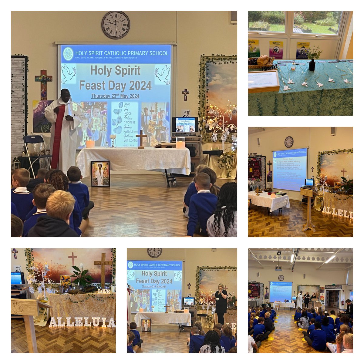 Today we celebrated our special Holy Spirit #FeastDay 💙🕊️ Thank you Father Jean Paul for our beautiful mass. ✝️  #Pentecost #FruitOfTheSpirit #HolySpirit @PatriciaPeel1
