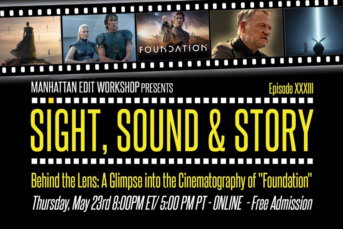 TONIGHT! Sight, Sound &amp; Story Behind the Lens: A Glimpse into the Cinematography of "Foundation" kicks off at 8pm ET!

Don't miss an epic evening of cinematography talk! Grab your free ticket! buff.ly/3JXVTkl
