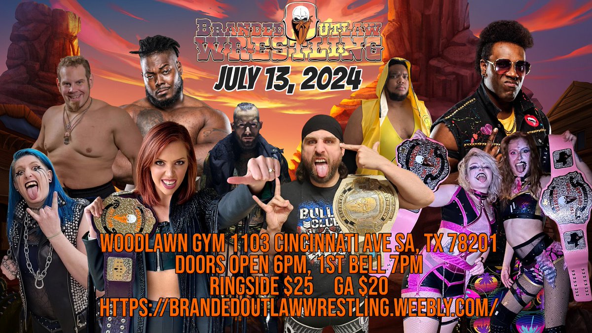 Join us in historic Woodlawn Gym July 13th as Outlaws Ride Again! Show featuring Chase Owens, Zeke Rose, Londyn Doir, Boss Baines, 'The Ring Bully' SteVon Remson and many more! facebook.com/events/2077267…