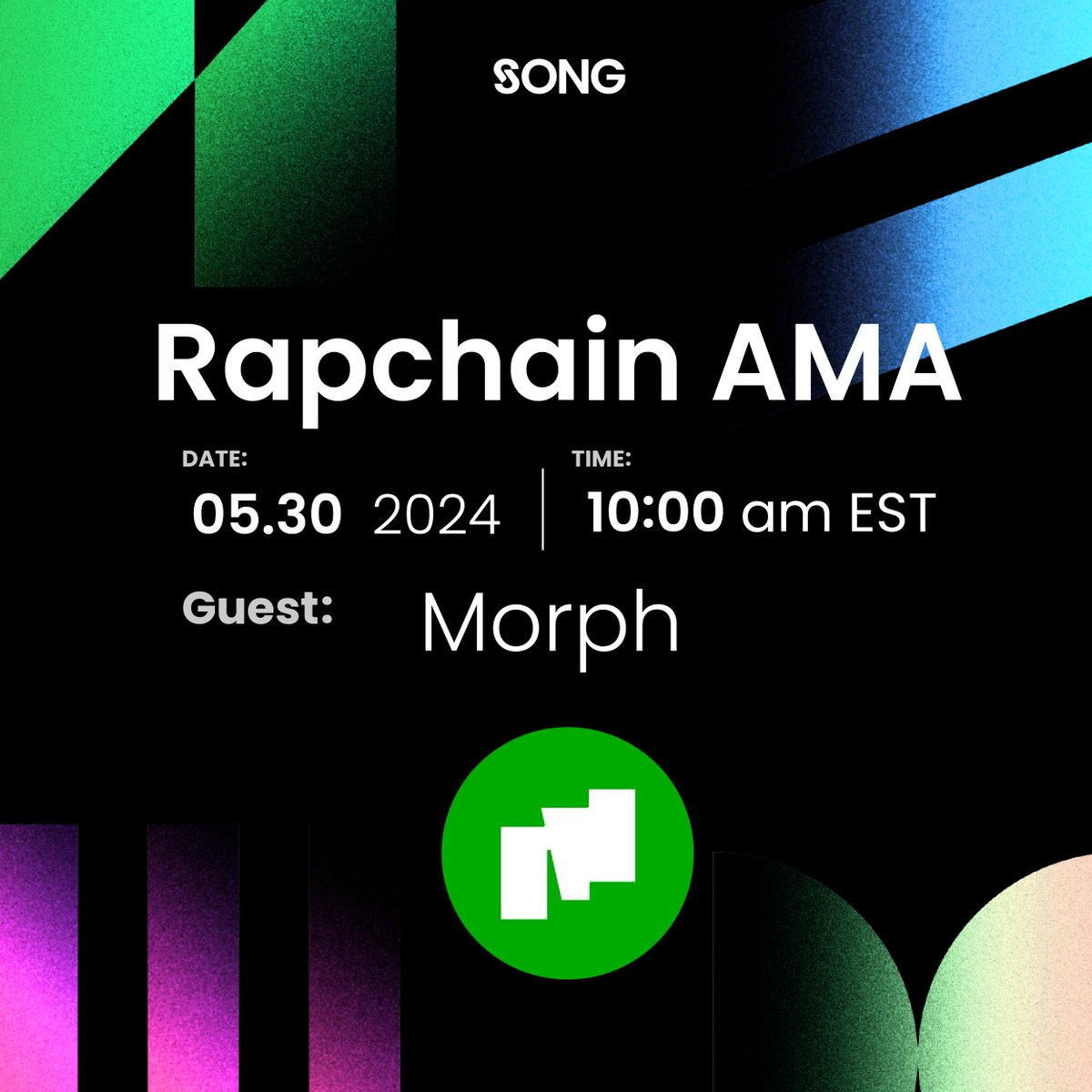 songprotocol's tweet photo. @SongProtocol is hosting a @RapChainAI / @MorphL2  AMA next week - mark your calendars, we'll see you online!

https://t.co/LprlwbtKVU https://t.co/Sy1xsDC7rf