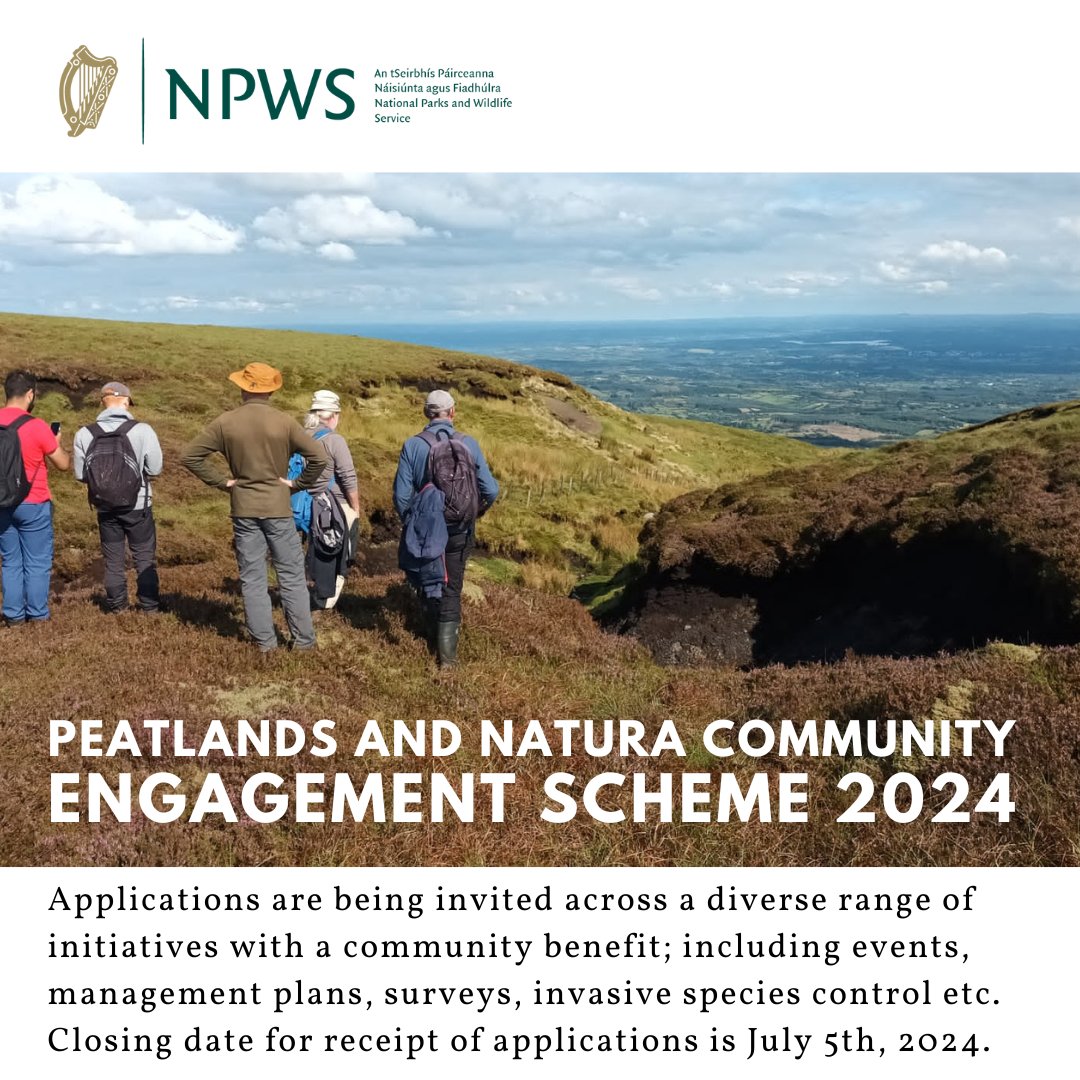 On May 22nd, @NPWSIreland announced their new Peatlands and Natura Community Engagement Scheme Grants of up to €40,000 available. Details available on NPWS Website: npws.ie/peatlands-and-… #naturacommunities #natura2000 #protectnature #lovebogs