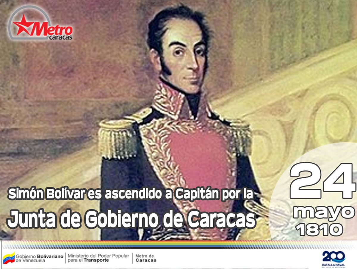 #TalDíaComoHoy Simón Bolívar es ascendido a Capitán de la 4ta Compañía del Batallón de Milicias y a Coronel de los Reales Ejércitos por la Junta de Gobierno de Caracas.