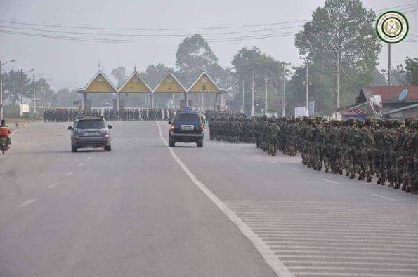 #Photo News: Ta'ang National Liberation Army (TNLA) held a military parade Tuesday on the national highway in Kutkai town, located in the northern Shan state of Myanmar. The parade showcased over a thousand troops involved in the running, all of whom were described as newly