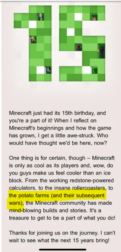 Thank you Minecraft for this, it means so much to the community. 

Technoblade never dies 🐷👑🎗️🥔