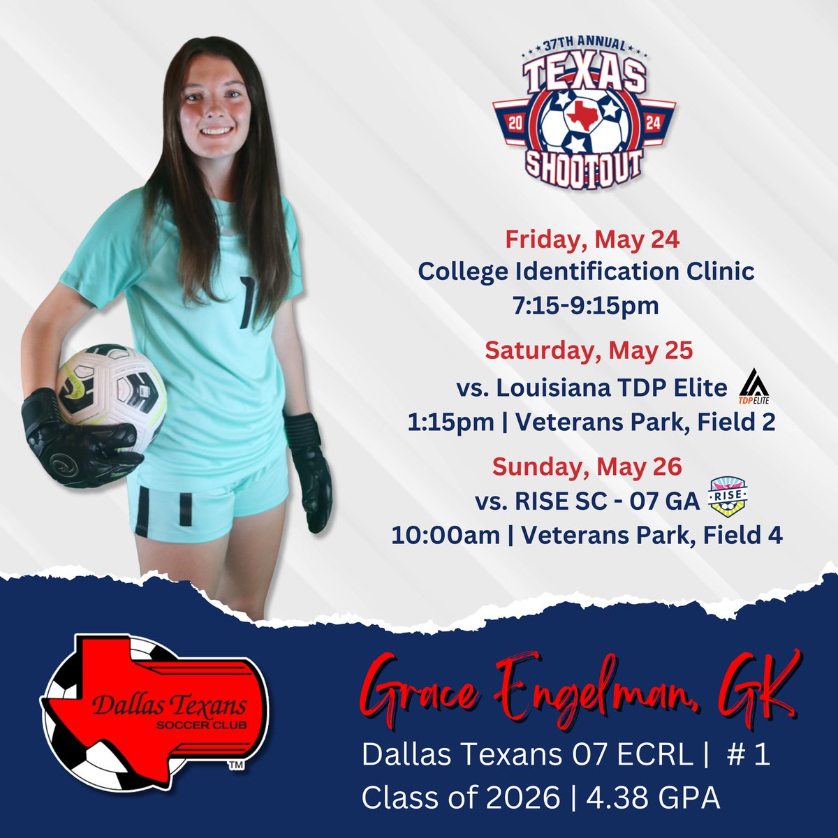 Here is our schedule for @1texasshootout this weekend. You can also check us out online at dallastexans07ecrl.com for more info on each player.