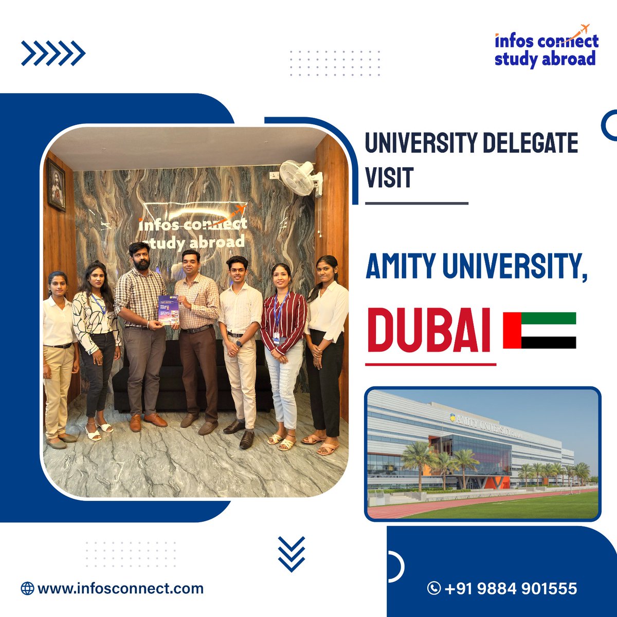 Infos Connect Study Abroad - one of the best overseas education consultancy in Kochi welcomed delegate from Amity University
+91 98849 01555
infosconnect.com
#studyabraod #abroadeducation #usaStudentVisa #highereducation #studyoverseas #university #uae