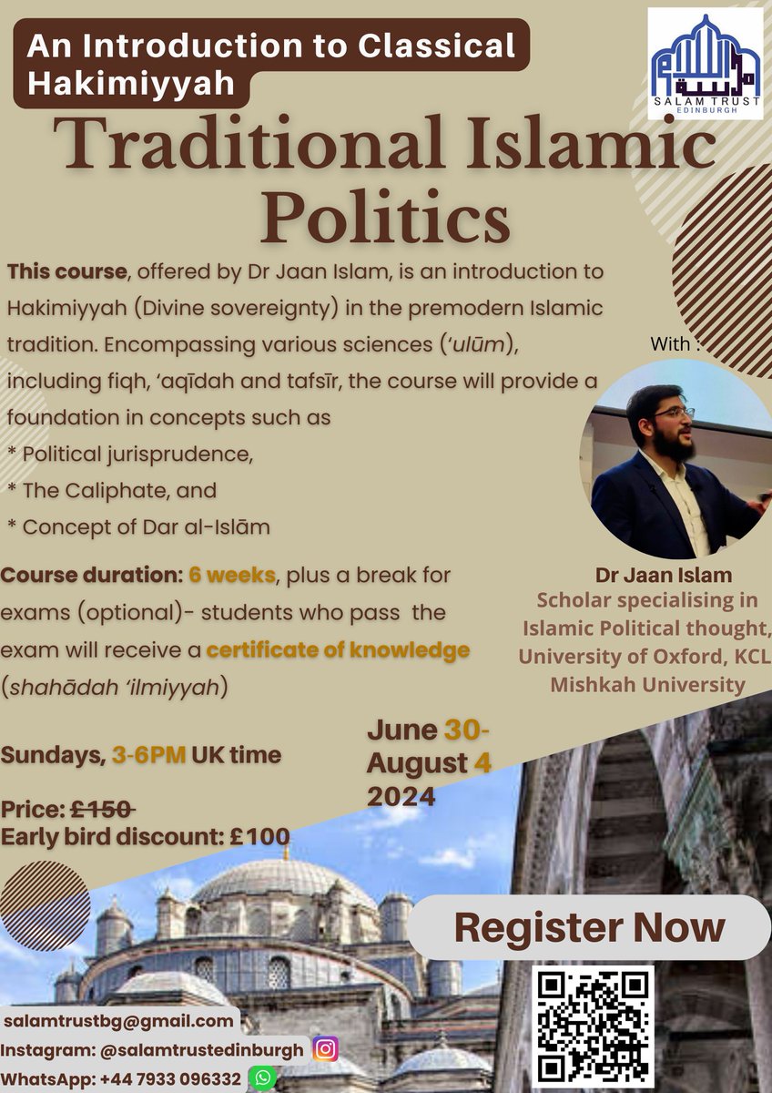 Bismillah! I'm very excited to announce a brand new online course on traditional Islamic politics! This is an incredible opportunity to learn about the Shari'ah & Caliphate through both academic and classical Islamic texts. (plus a BONUS module: improve your Arabic reading