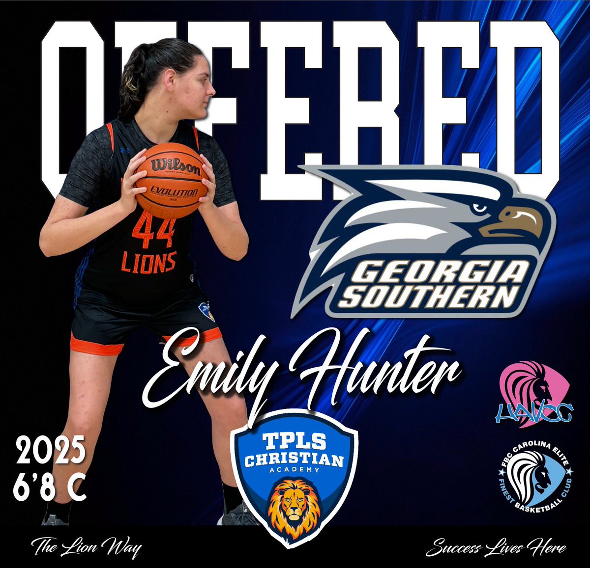 Emily Hunter (@emilyhunter2025) on Twitter photo Thank you so much to <a href="/CoachHanaHaden/">𝐇𝐚𝐧𝐚 𝐇𝐚𝐝𝐞𝐧</a> for an amazing conversation! I am thankful to announce that I have received an offer to further my academic and athletic career at <a href="/GSAthletics_WBB/">Georgia Southern Women’s Basketball</a>!
<a href="/TPLS_LionsGirls/">TPLS Christian Academy Girls</a> <a href="/coachmike25/">Michael Davis</a> <a href="/RasheenJohnson/">Rasheen johnson</a> <a href="/FBCHAVOC/">FBC HAVOC</a> <a href="/PGHVirginia/">Prep Girls Hoops Virginia</a> Thank you so much to <a href="/CoachHanaHaden/">𝐇𝐚𝐧𝐚 𝐇𝐚𝐝𝐞𝐧</a> for an amazing conversation! I am thankful to announce that I have received an offer to further my academic and athletic career at <a href="/GSAthletics_WBB/">Georgia Southern Women’s Basketball</a>!
<a href="/TPLS_LionsGirls/">TPLS Christian Academy Girls</a> <a href="/coachmike25/">Michael Davis</a> <a href="/RasheenJohnson/">Rasheen johnson</a> <a href="/FBCHAVOC/">FBC HAVOC</a> <a href="/PGHVirginia/">Prep Girls Hoops Virginia</a>