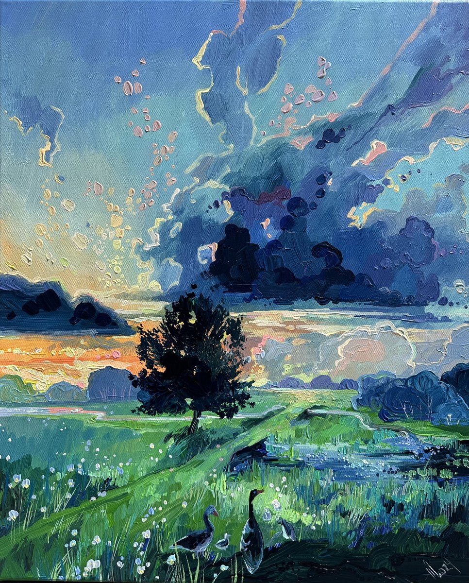 acrylic, canvas 50*60 cm “sunset magic”. #painting #art #landscape #nature #inspiration #artist #sunset