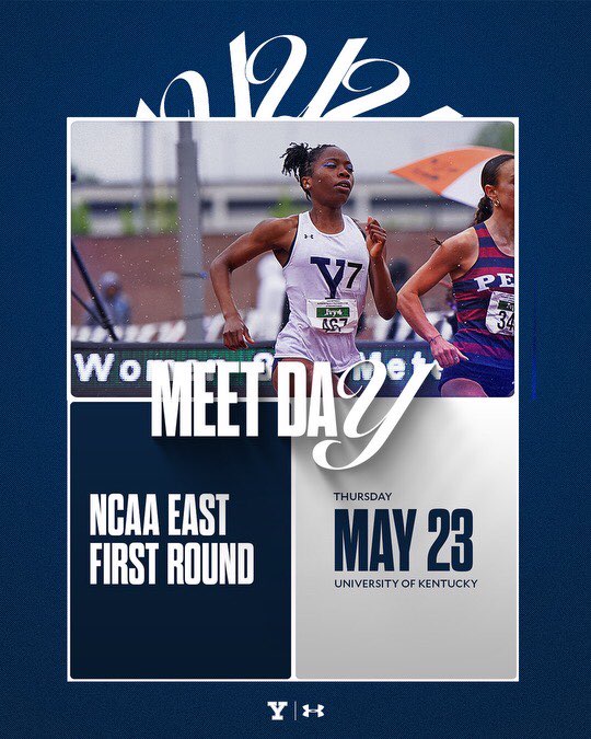 𝗠𝗘𝗘𝗧𝗗𝗔𝗬! NCAA East First Round Note adjusted time 4:50 p.m. 800m Victoria Guerrier (Heat 4 of 6) 24 Advance to Saturday's Quarterfinals: Top 3 from Each Heat Plus Next 6 Fastest Times 💻 (ESPN+) ➡ tinyurl.com/9srauwvx 📊➡ tinyurl.com/4bu45c2e #ThisIsYale